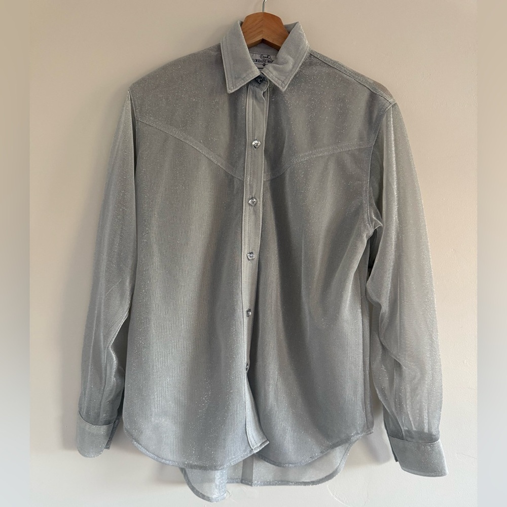 Women Stylish Gray Button Down Shirt size S